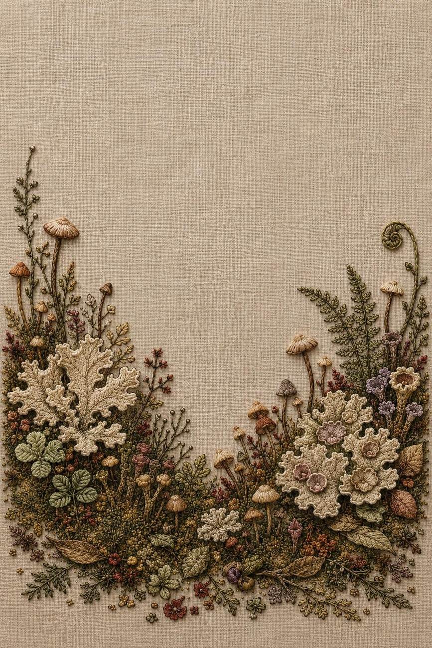 Saffron, Dahlia & Mini Forest included design four for the five-pattern hand embroidery bundle
