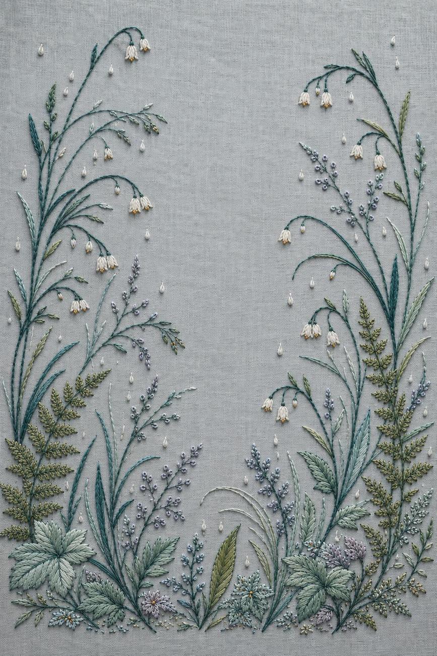Specimen, Citrus & Winter Garden included design three for the five-pattern hand embroidery bundle