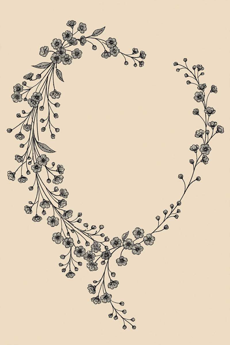 Floral Crescent Neckline 02 from Neckline & Collar Embroidery Designs Book 1, a digital embroidery design reference for machine embroidery designs, embroidery patterns and garment placement ideas.