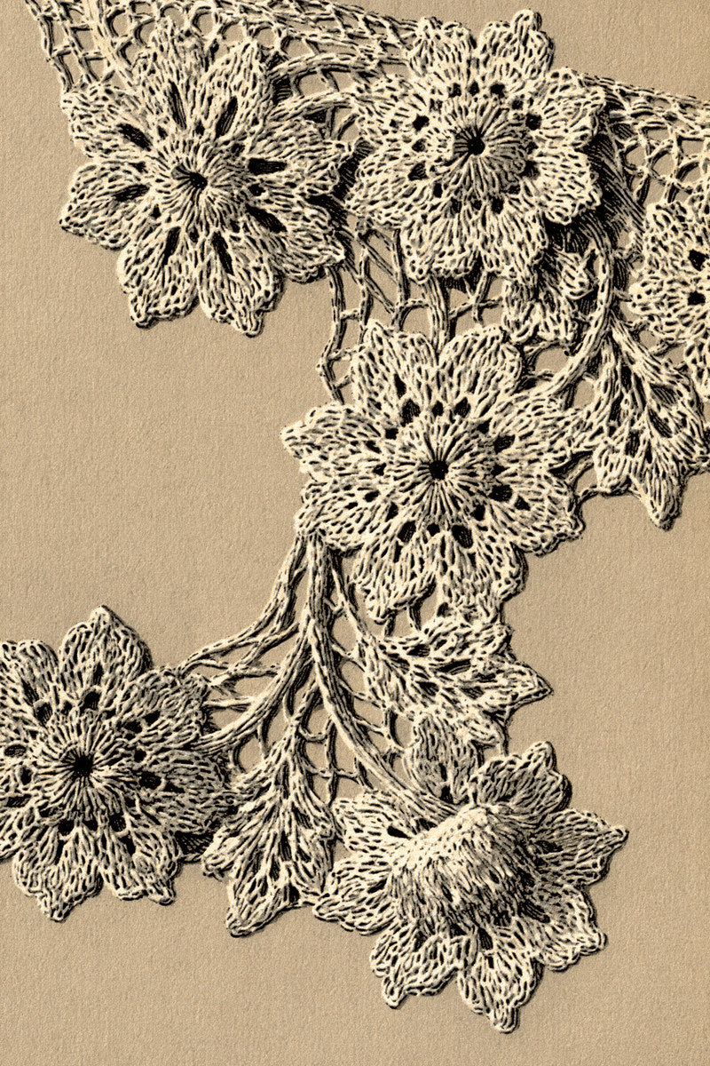 Floral Crochet Table Linen Border from Crochet Lace Borders & Edgings Book 2, a digital embroidery design reference for machine embroidery designs, embroidery patterns and border and edge embroidery.