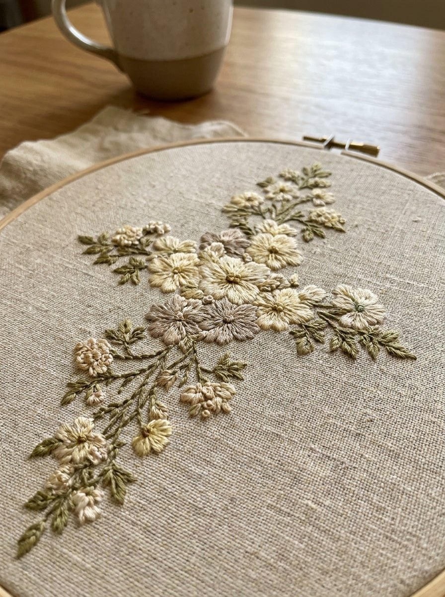 Floral Cross Embroidery Motif from Church Embroidery & Sacred Ornament Book 1, a digital embroidery design reference for machine embroidery designs, embroidery patterns and botanical and floral embroidery.