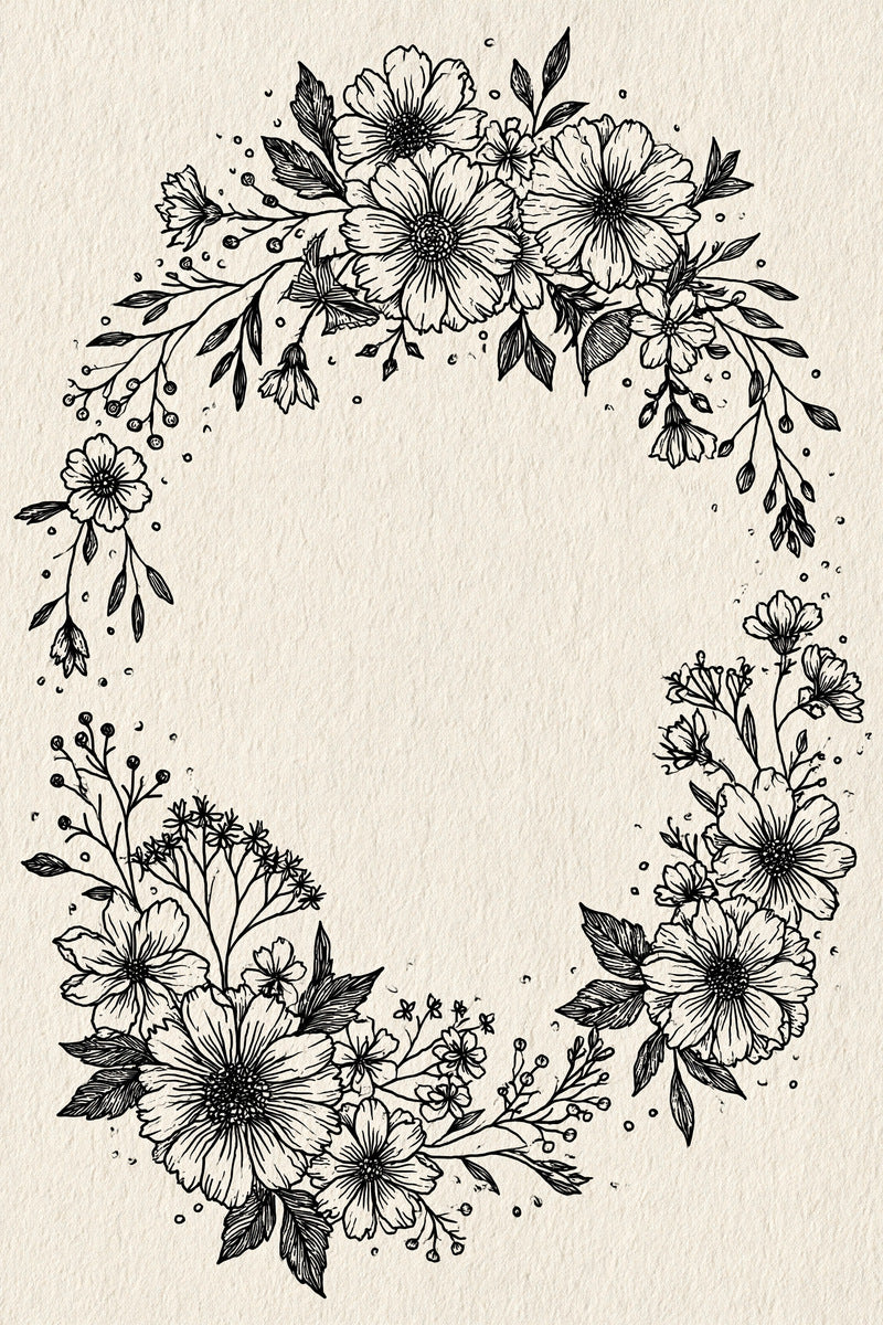 Floral Initial Frame Without Letters from Classic Frames & Borders Book 3, a digital embroidery design reference for machine embroidery designs, embroidery patterns and border and edge embroidery.