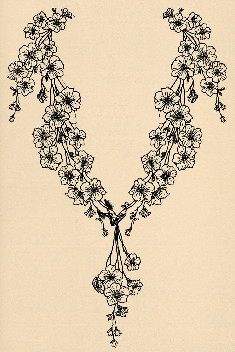 Floral Neckline With Central 02 from Neckline & Collar Embroidery Designs Book 2, a digital embroidery design reference for machine embroidery designs, embroidery patterns and garment placement ideas.