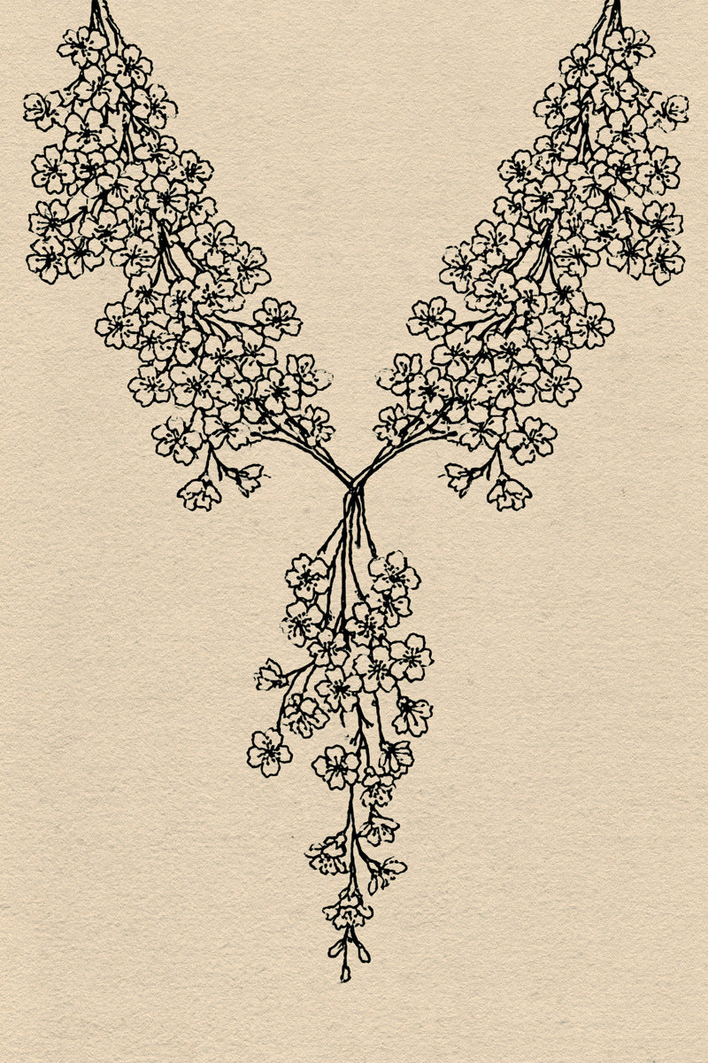 Floral Neckline With Central 02 from Neckline & Collar Embroidery Designs Book 3, a digital embroidery design reference for machine embroidery designs, embroidery patterns and garment placement ideas.