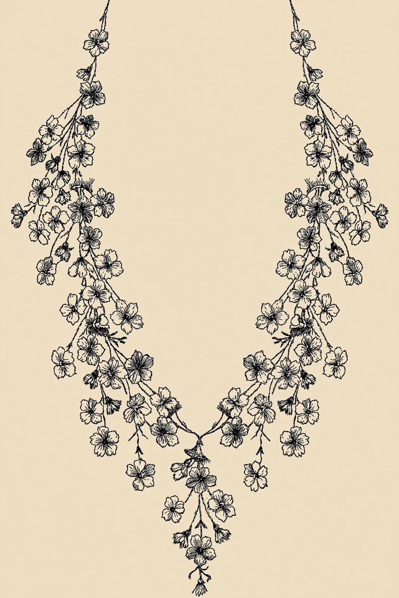 Floral Neckline With Central from Neckline & Collar Embroidery Designs Book 1, a digital embroidery design reference for machine embroidery designs, embroidery patterns and garment placement ideas.
