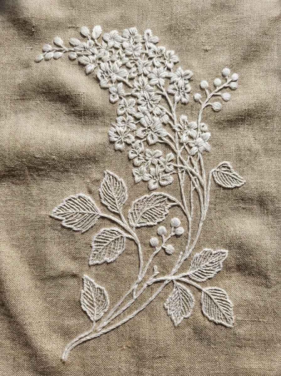 Floral Openwork Sprig from Lace Embroidery & Broderie Designs Book 2, a digital embroidery design reference for machine embroidery designs, embroidery patterns and lace and broderie details.