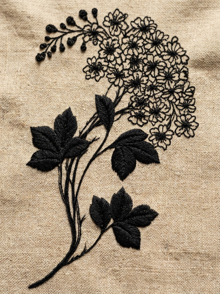 Floral Openwork Sprig from Lace Embroidery & Broderie Designs Book 4, a digital embroidery design reference for machine embroidery designs, embroidery patterns and lace and broderie details.
