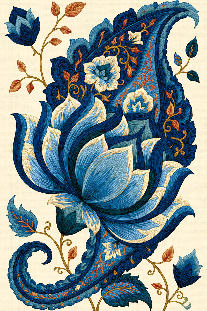 Floral Paisley Motif Mughal Persian from Mughal, Persian & Oriental Embroidery Book 2, a digital embroidery design reference for machine embroidery designs, embroidery patterns and botanical and floral embroidery.