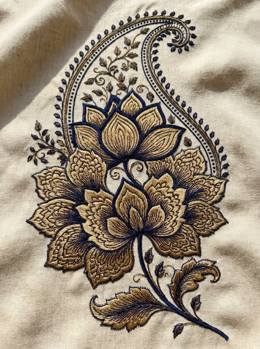 Floral Paisley Motif Mughal Persian from Mughal, Persian & Oriental Embroidery Book 1, a digital embroidery design reference for machine embroidery designs, embroidery patterns and botanical and floral embroidery.