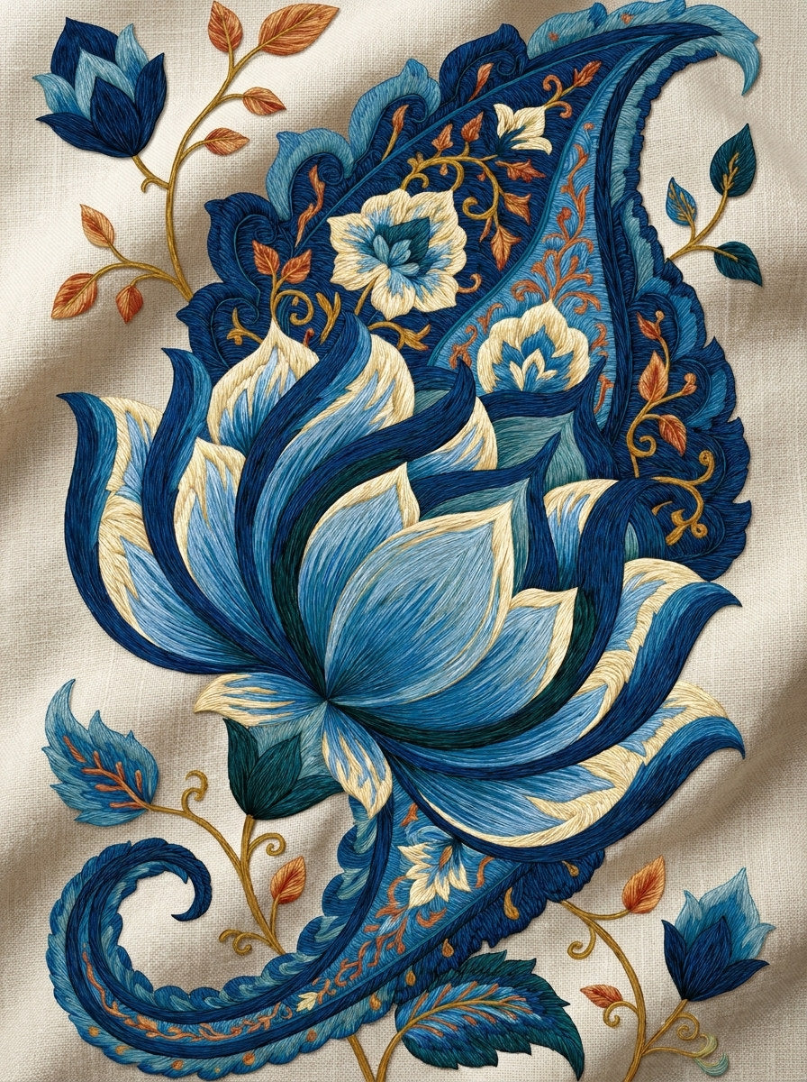 Floral Paisley Motif Mughal Persian from Mughal, Persian & Oriental Embroidery Book 2, a digital embroidery design reference for machine embroidery designs, embroidery patterns and botanical and floral embroidery.