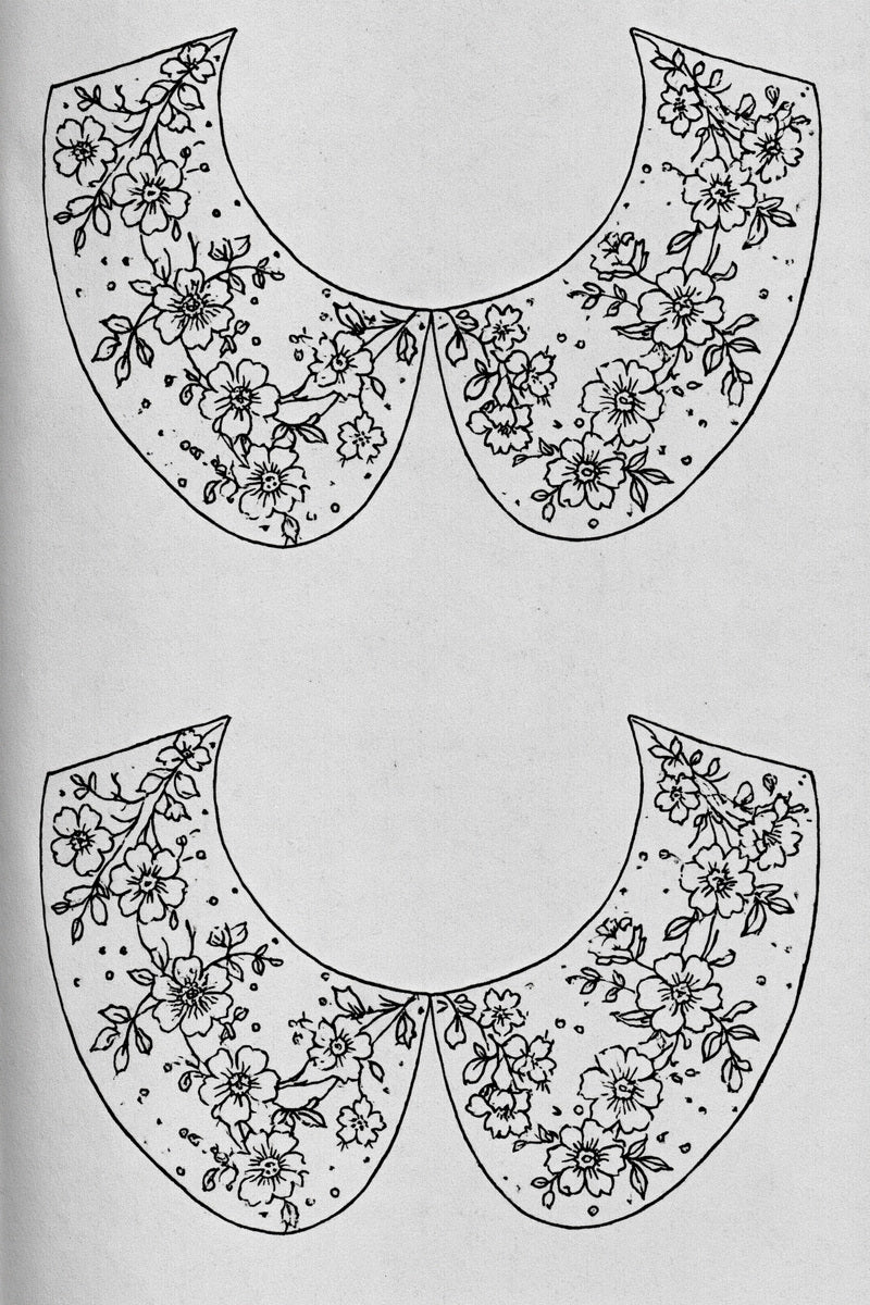 Floral Peter Pan Collar Set from Necklines & Collars Embroidery Book 2, a digital embroidery design reference for machine embroidery designs, embroidery patterns and garment placement ideas.