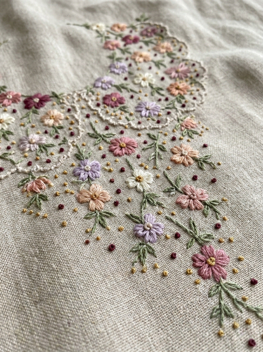 Floral Peter Pan Collar Set from Necklines & Collars Embroidery Book 1, a digital embroidery design reference for machine embroidery designs, embroidery patterns and garment placement ideas.