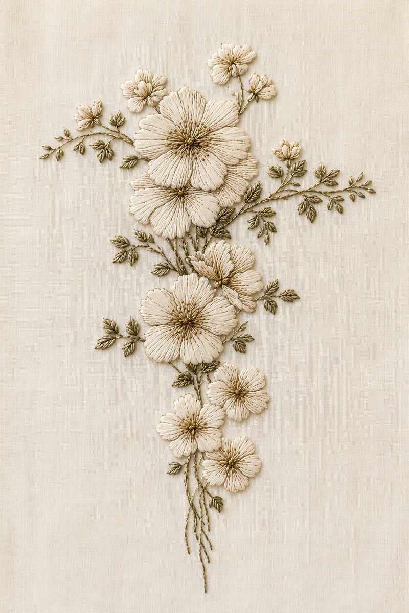 Floral Runner End Design 02 from Napkins, Table Runners & Kitchen Linens Book 4, a digital embroidery design reference for machine embroidery designs, embroidery patterns and border and edge embroidery.