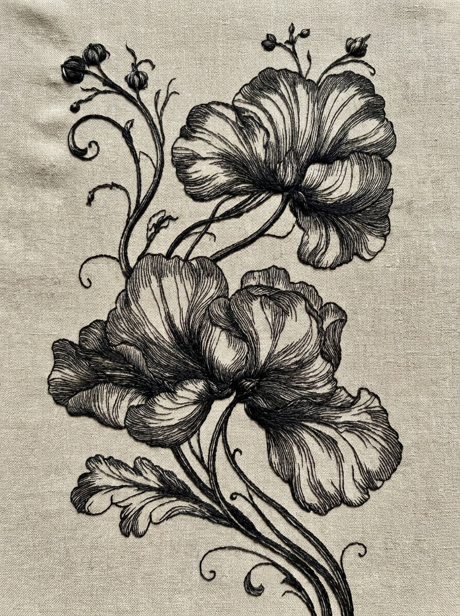 Floral Scroll Petal Motif 02 from Baroque Scrollwork & Luxury Ornament Book 1, a digital embroidery design reference for machine embroidery designs, embroidery patterns and botanical and floral embroidery.