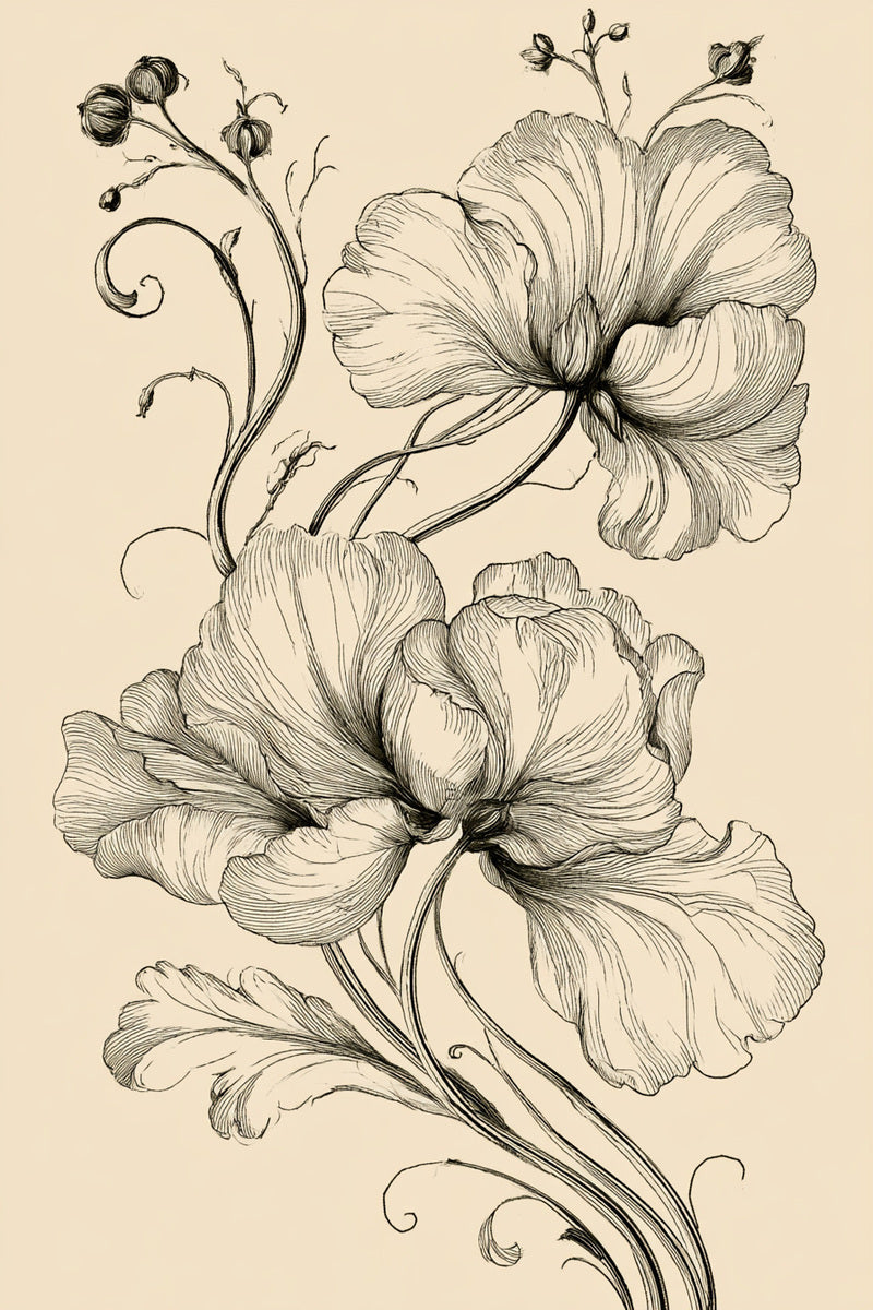 Floral Scroll Petal Motif from Baroque Scrollwork & Luxury Ornament Book 1, a digital embroidery design reference for machine embroidery designs, embroidery patterns and botanical and floral embroidery.
