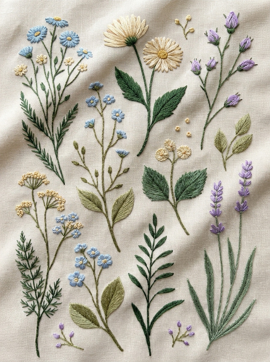 Floral Sprig Library Plate Botanical 02 from Botanical Sprig Library Book 2, a digital embroidery design reference for machine embroidery designs, embroidery patterns and small motif and accent designs.