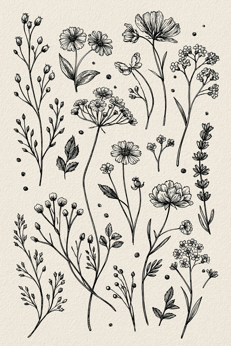 Floral Sprig Library Plate Botanical from Botanical Sprig Library Book 2, a digital embroidery design reference for machine embroidery designs, embroidery patterns and small motif and accent designs.