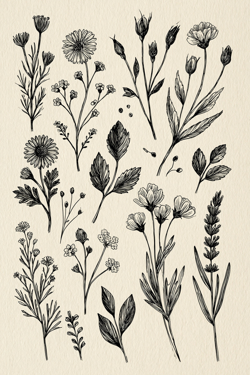 Floral Sprig Library Plate Botanical from Botanical Sprig Library Book 6, a digital embroidery design reference for machine embroidery designs, embroidery patterns and small motif and accent designs.