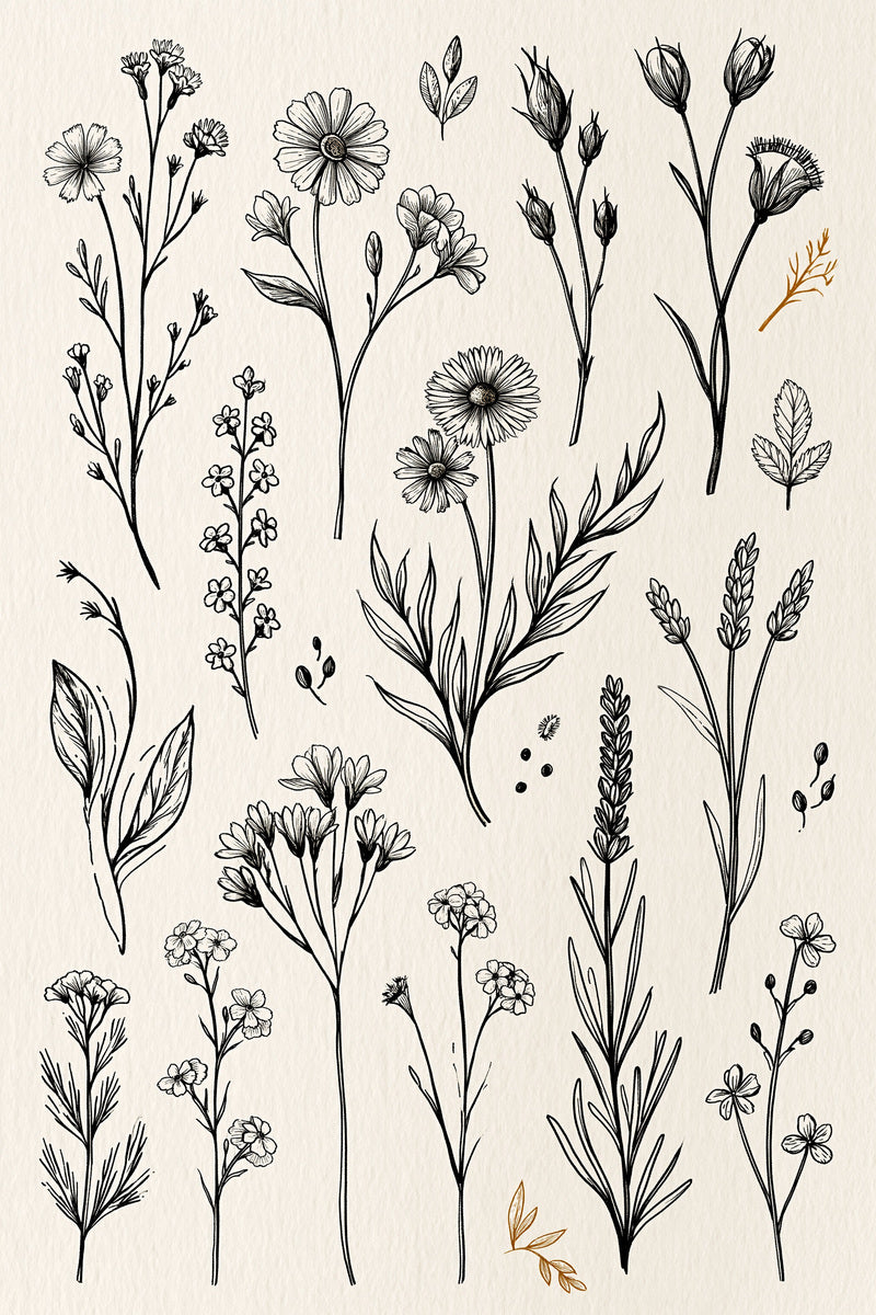 Floral Sprig Library Plate Botanical from Botanical Sprig Library Book 8, a digital embroidery design reference for machine embroidery designs, embroidery patterns and small motif and accent designs.
