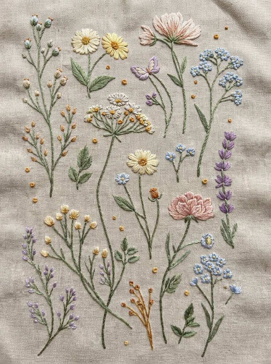 Floral Sprig Library Plate Botanical from Botanical Sprig Library Book 2, a digital embroidery design reference for machine embroidery designs, embroidery patterns and small motif and accent designs.