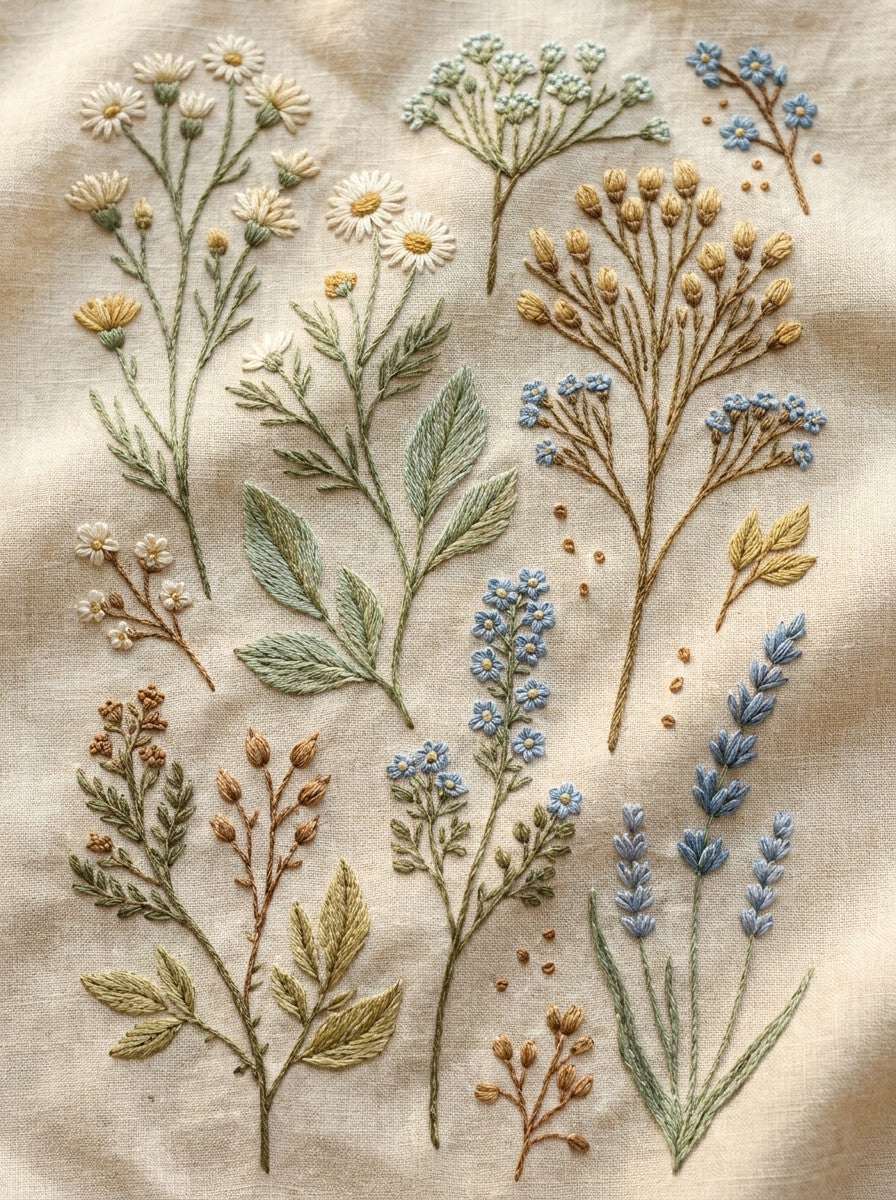 Floral Sprig Library Plate Botanical from Botanical Sprig Library Book 6, a digital embroidery design reference for machine embroidery designs, embroidery patterns and small motif and accent designs.