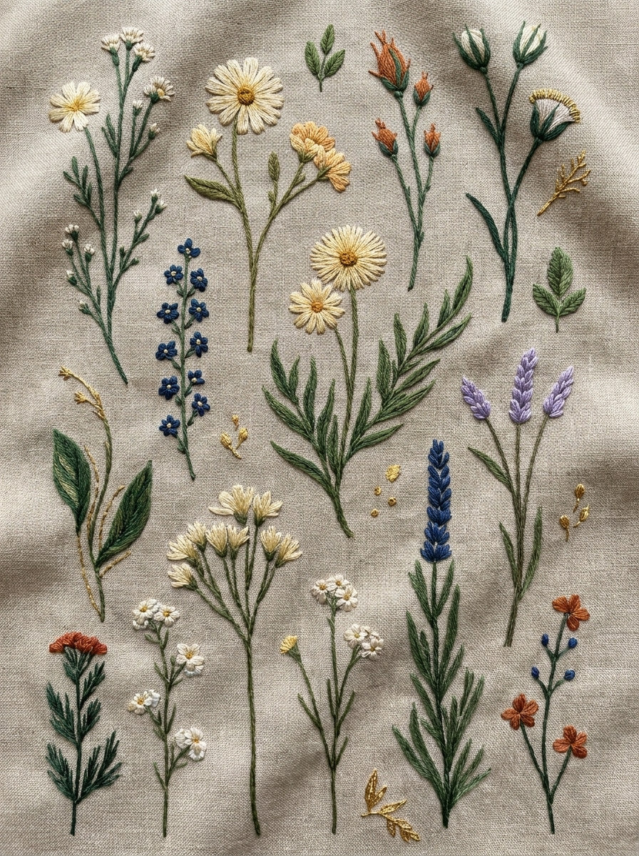 Floral Sprig Library Plate Botanical from Botanical Sprig Library Book 8, a digital embroidery design reference for machine embroidery designs, embroidery patterns and small motif and accent designs.
