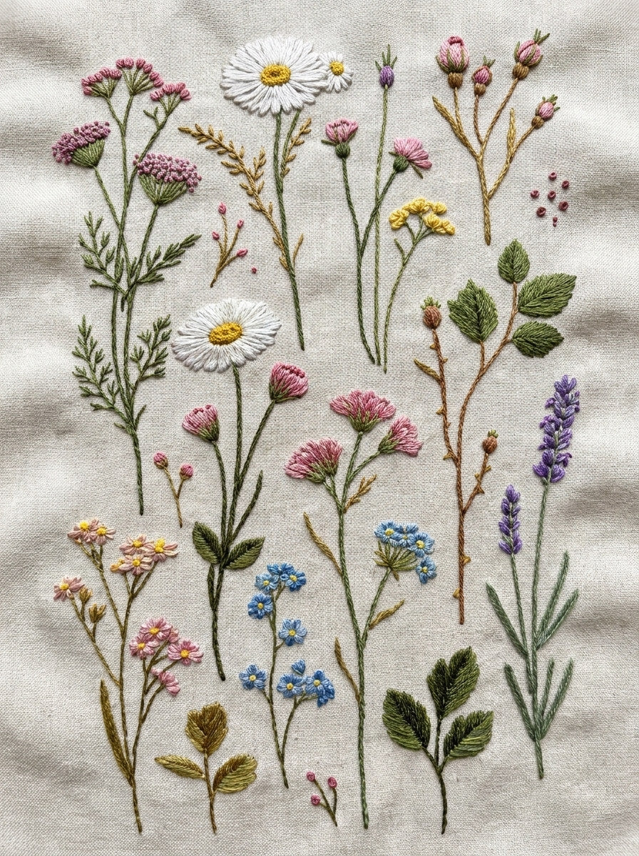 Floral Sprig Library Plate Botanical from Botanical Sprig Library Book 10, a digital embroidery design reference for machine embroidery designs, embroidery patterns and small motif and accent designs.