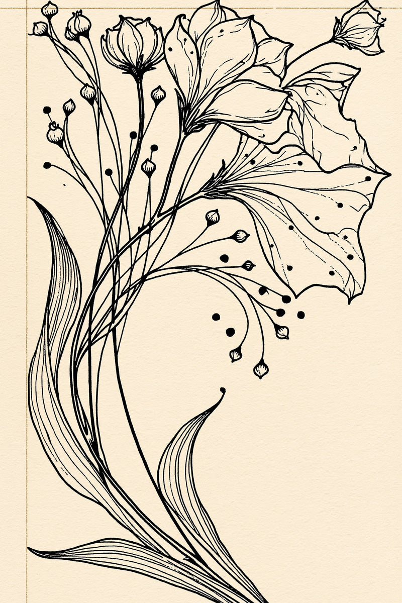 Flowing Floral Corner And Border from Art Nouveau Botanical Embroidery Book 1, a digital embroidery design reference for machine embroidery designs, embroidery patterns and border and edge embroidery.