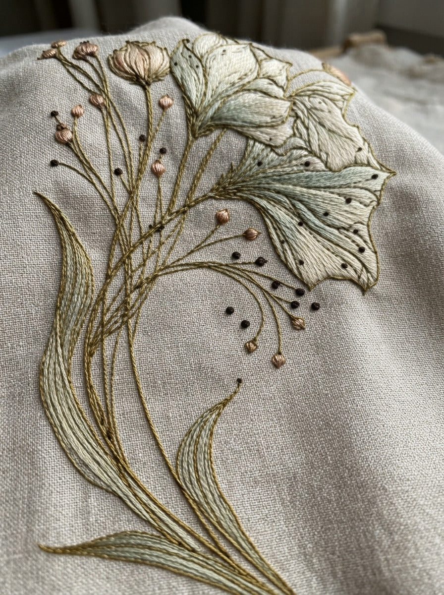 Flowing Floral Corner And Border from Art Nouveau Botanical Embroidery Book 1, a digital embroidery design reference for machine embroidery designs, embroidery patterns and border and edge embroidery.