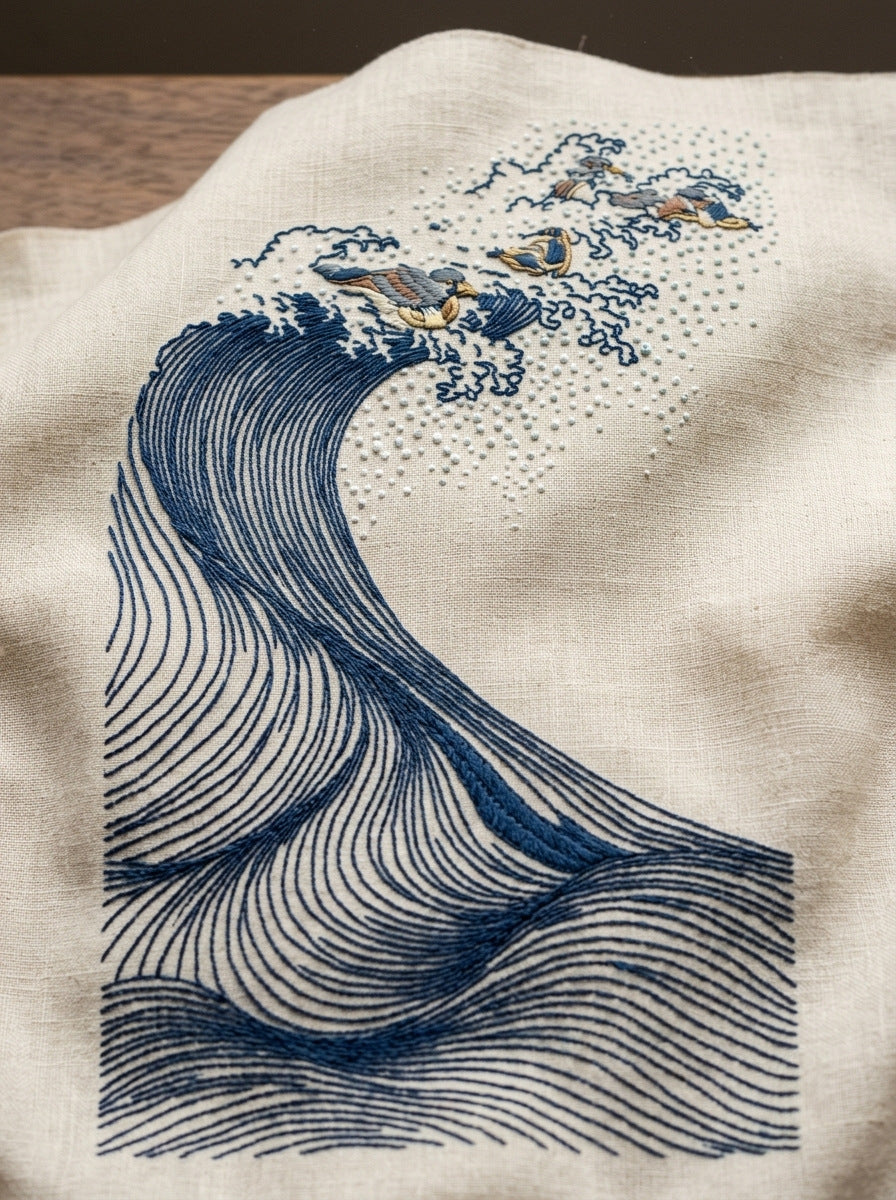 Flowing Wave Motif East Asian from East Asian Inspired Embroidery Book 3, a digital embroidery design reference for machine embroidery designs, embroidery patterns and embroidery design reference.
