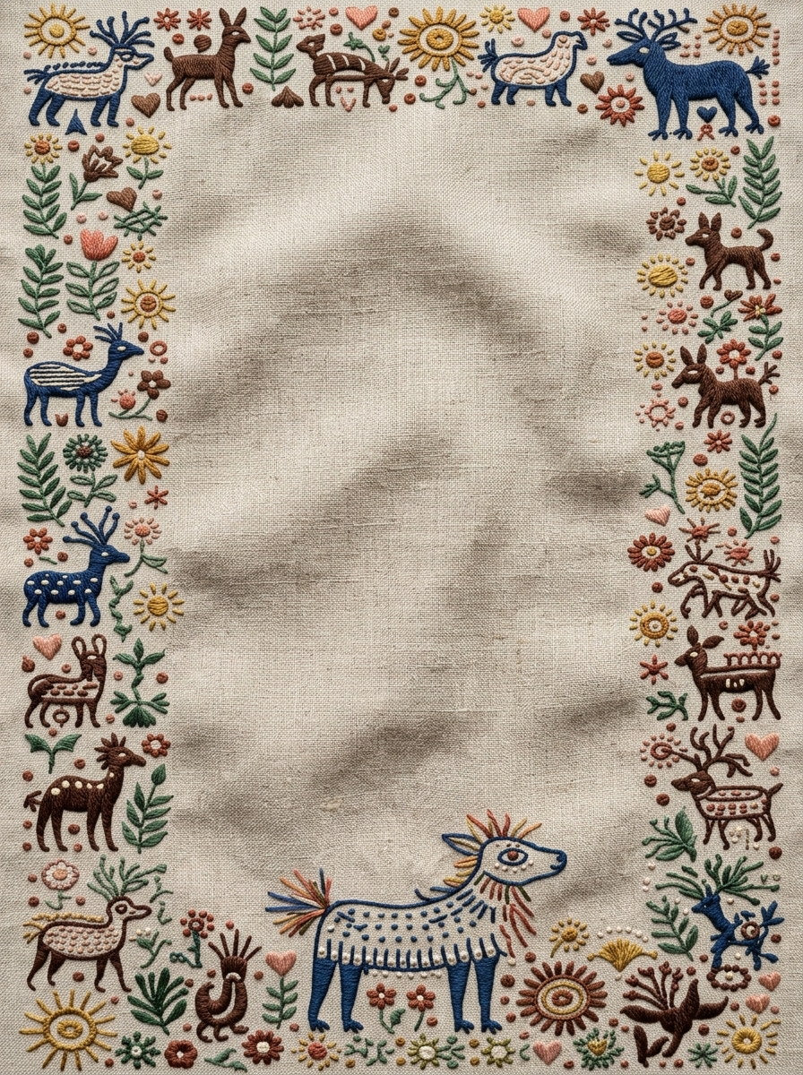 Folk Animal Border Global Folk from Global Folk Art Embroidery Book 1, a digital embroidery design reference for machine embroidery designs, embroidery patterns and border and edge embroidery.