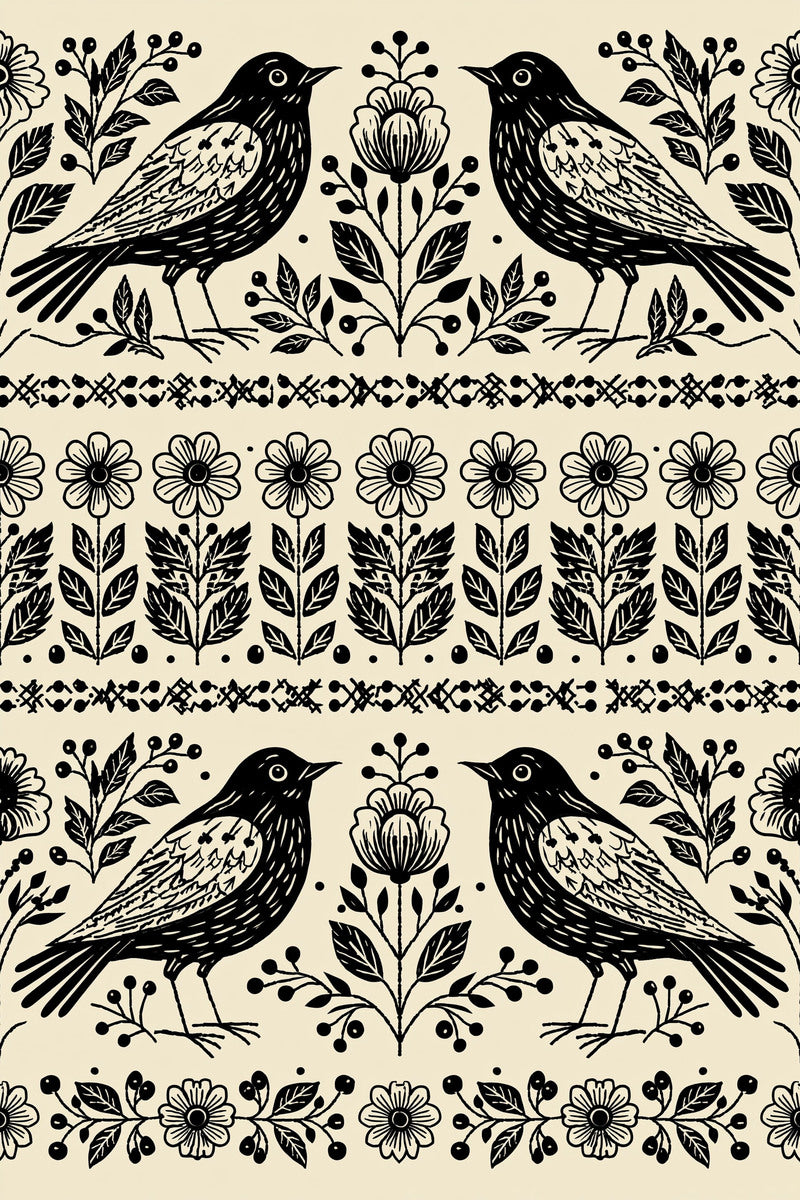 Folk Bird Border from Hungarian & Slavic Embroidery Motifs Book 3, a digital embroidery design reference for machine embroidery designs, embroidery patterns and border and edge embroidery.