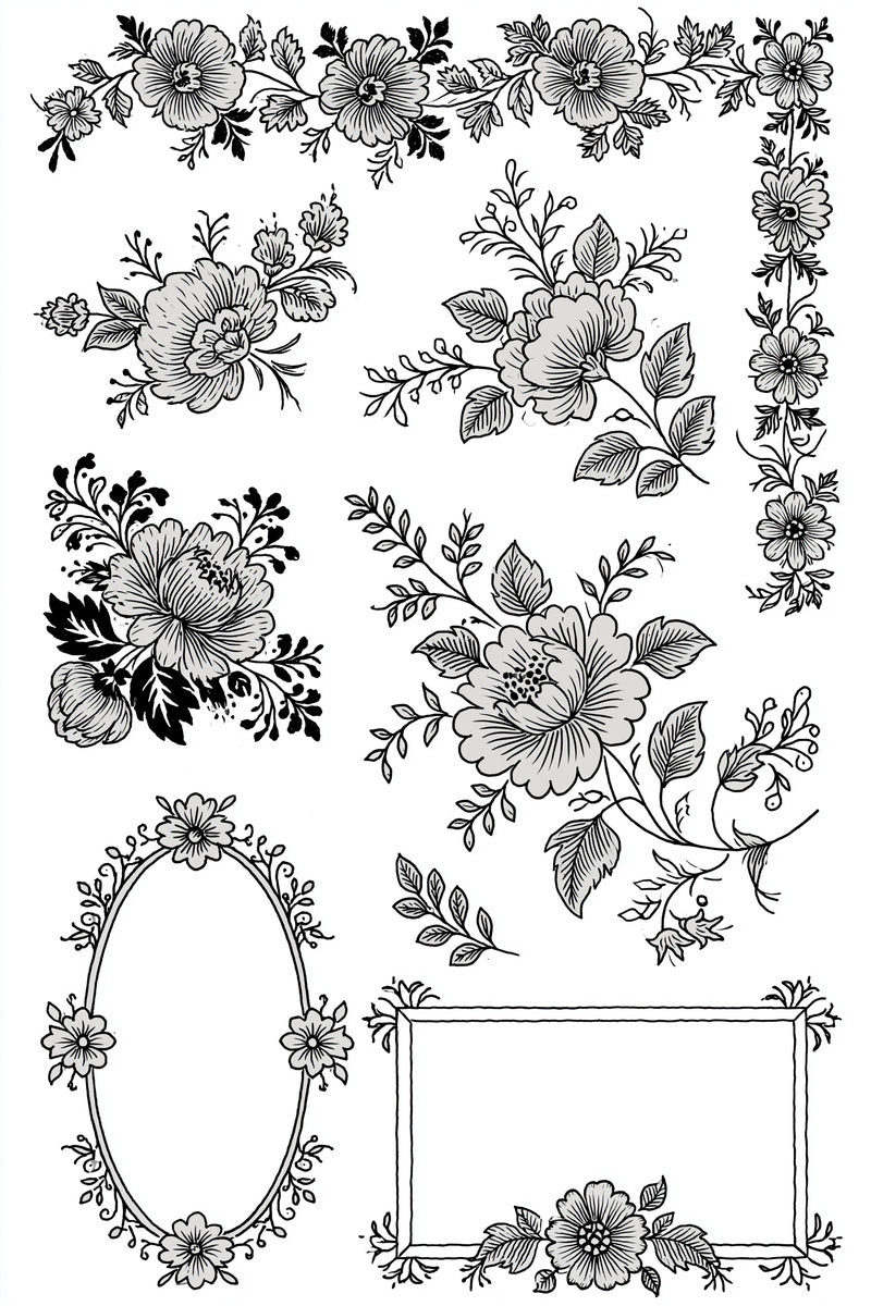 Folk Border Corner And Frame from Hungarian & Slavic Embroidery Motifs Book 4, a digital embroidery design reference for machine embroidery designs, embroidery patterns and border and edge embroidery.