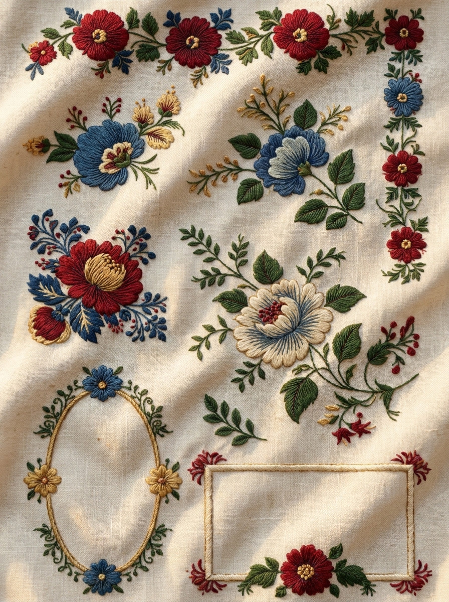 Folk Border Corner And Frame from Hungarian & Slavic Embroidery Motifs Book 4, a digital embroidery design reference for machine embroidery designs, embroidery patterns and border and edge embroidery.