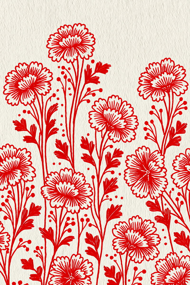 Folk Flower Border Folk Redwork from Folk Redwork & Country Florals Book 2, a digital embroidery design reference for machine embroidery designs, embroidery patterns and border and edge embroidery.