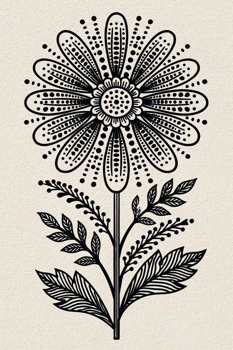 Folk Garden Daisy Motif Global from Global Folk Art Embroidery Book 1, a digital embroidery design reference for machine embroidery designs, embroidery patterns and botanical and floral embroidery.