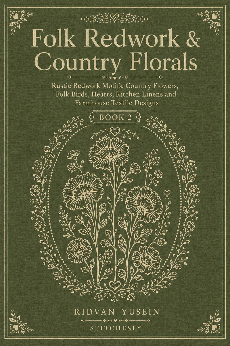 Folk Redwork And Country Florals 2 Book 03 from Folk Redwork & Country Florals Book 2, a digital embroidery design reference for machine embroidery designs, embroidery patterns and botanical and floral embroidery.