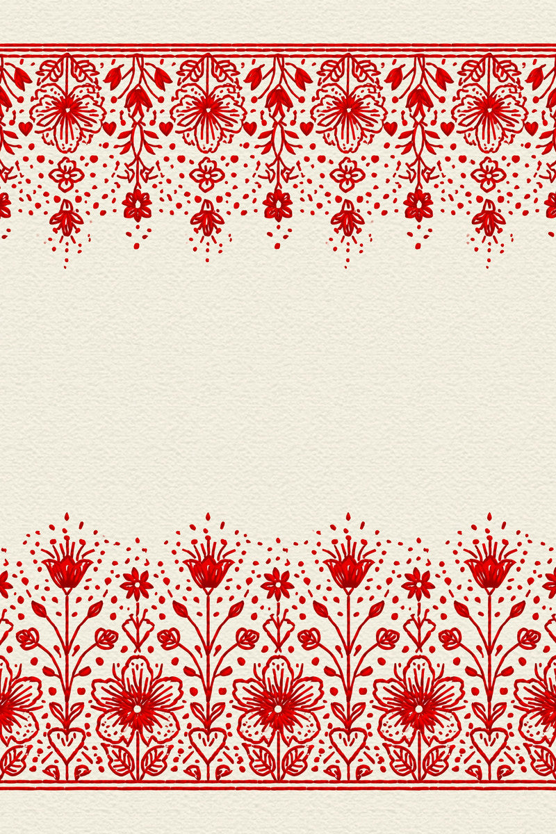 Folk Redwork Mini Border Unit from Folk Redwork & Country Florals Book 1, a digital embroidery design reference for machine embroidery designs, embroidery patterns and border and edge embroidery.