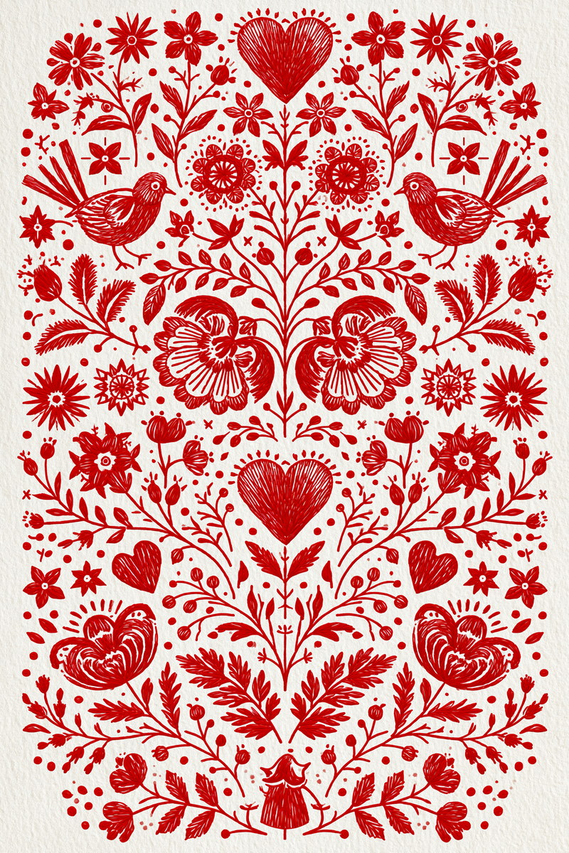 Folk Redwork Mini Motif Library from Folk Redwork & Country Florals Book 4, a digital embroidery design reference for machine embroidery designs, embroidery patterns and small motif and accent designs.