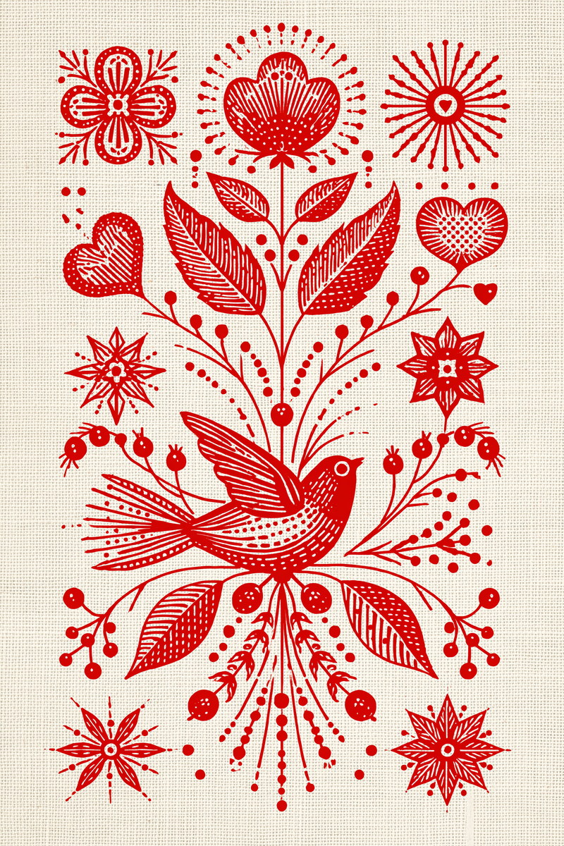 Folk Redwork Mini Motif Set from Folk Redwork & Country Florals Book 3, a digital embroidery design reference for machine embroidery designs, embroidery patterns and small motif and accent designs.
