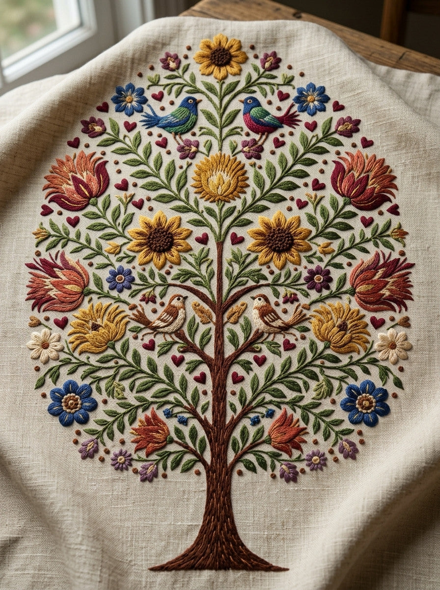 Folk Tree Of Life Motif from Global Folk Art Embroidery Book 2, a digital embroidery design reference for machine embroidery designs, embroidery patterns and embroidery design reference.