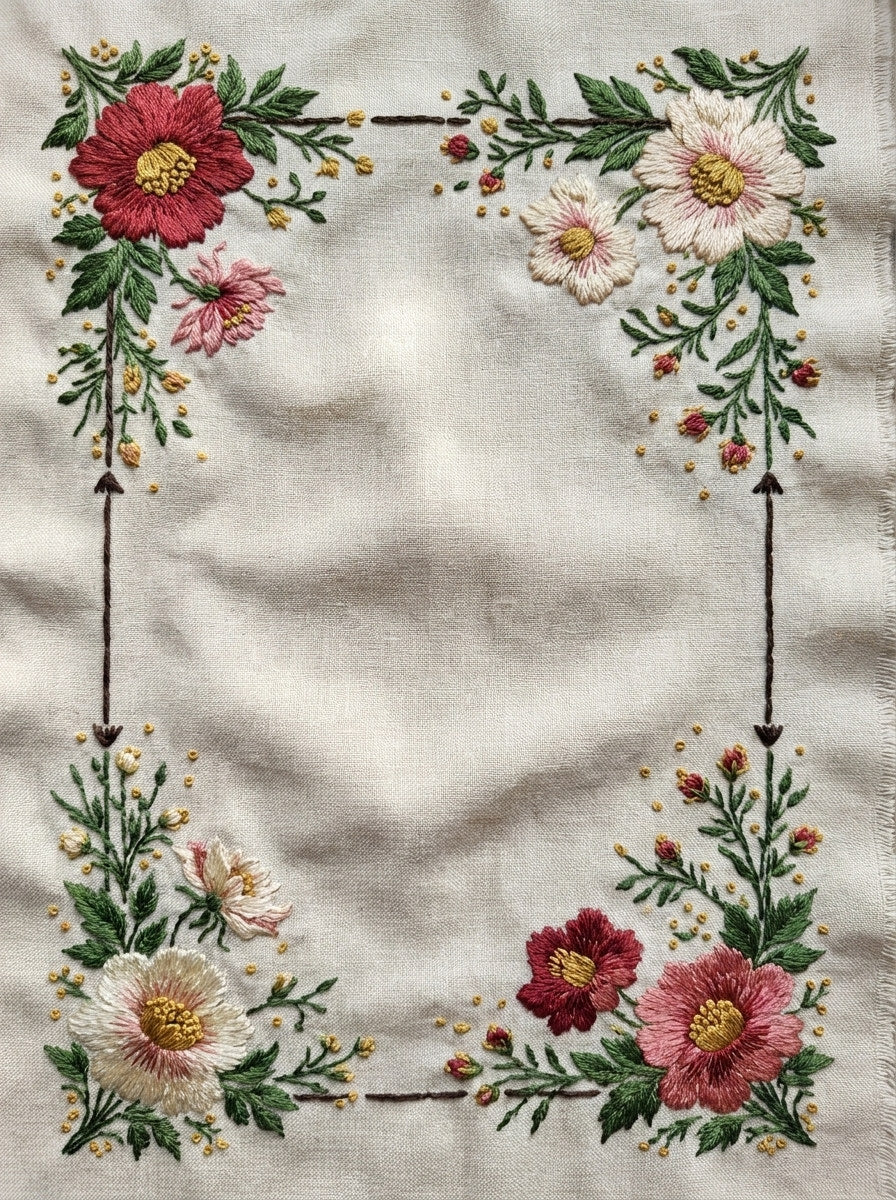 Four Corner Floral Frame System from Classic Frames & Borders Book 4, a digital embroidery design reference for machine embroidery designs, embroidery patterns and border and edge embroidery.