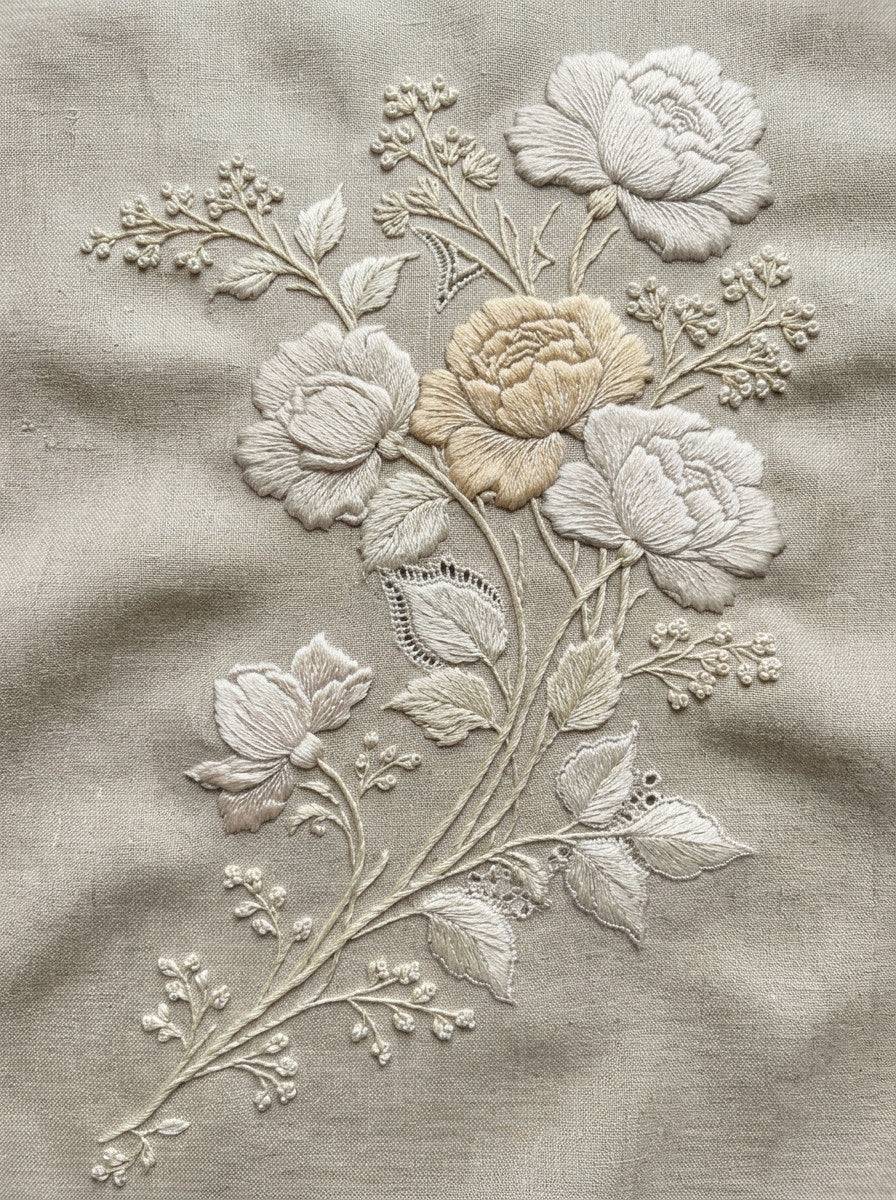 French Bed Linen Corner French from French Embroidery & La Broderie Blanche Book 6, a digital embroidery design reference for machine embroidery designs, embroidery patterns and corner embroidery.