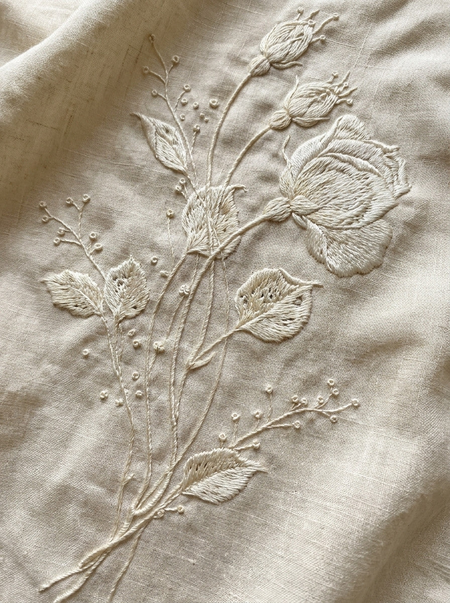 French Bridal Rosebud Motif French from French Embroidery & La Broderie Blanche Book 2, a digital embroidery design reference for machine embroidery designs, embroidery patterns and lace and broderie details.