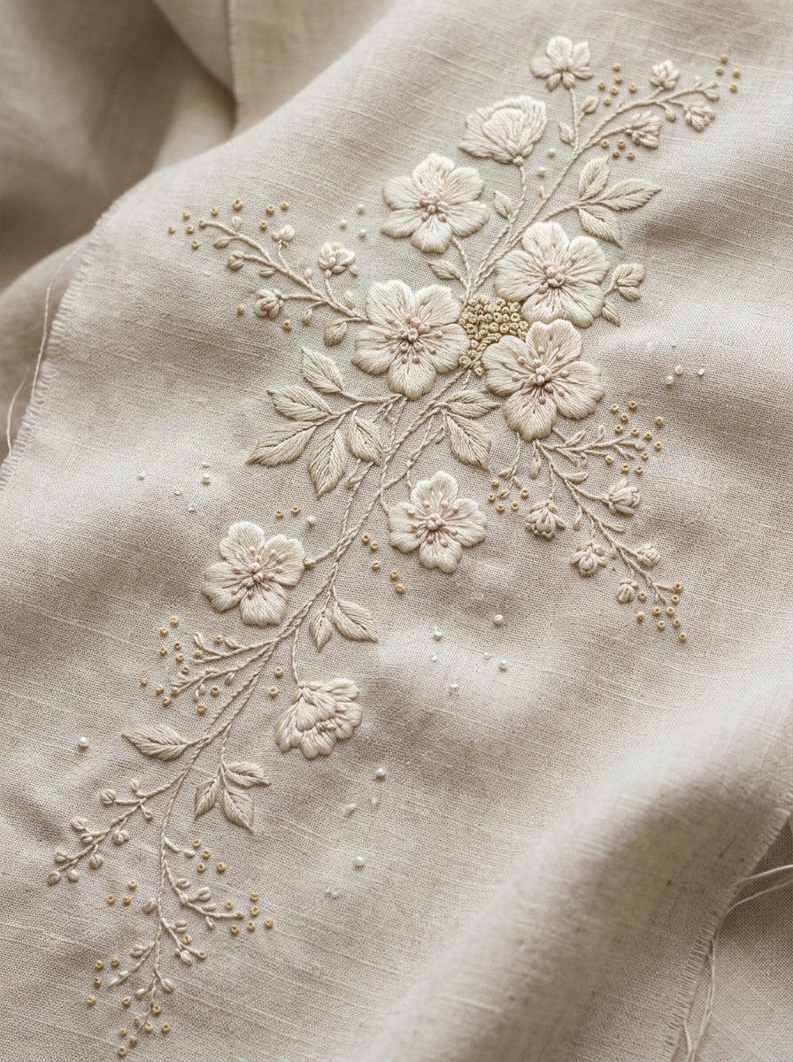 French Floral Corner Accent French from French Embroidery & La Broderie Blanche Book 8, a digital embroidery design reference for machine embroidery designs, embroidery patterns and corner embroidery.