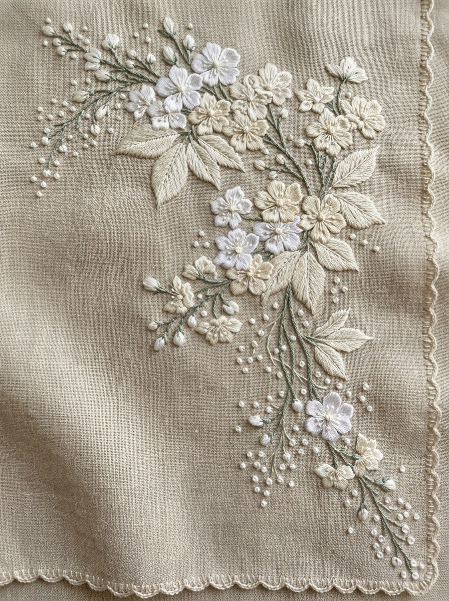 French Floral Corner Accent French from French Embroidery & La Broderie Blanche Book 5, a digital embroidery design reference for machine embroidery designs, embroidery patterns and corner embroidery.