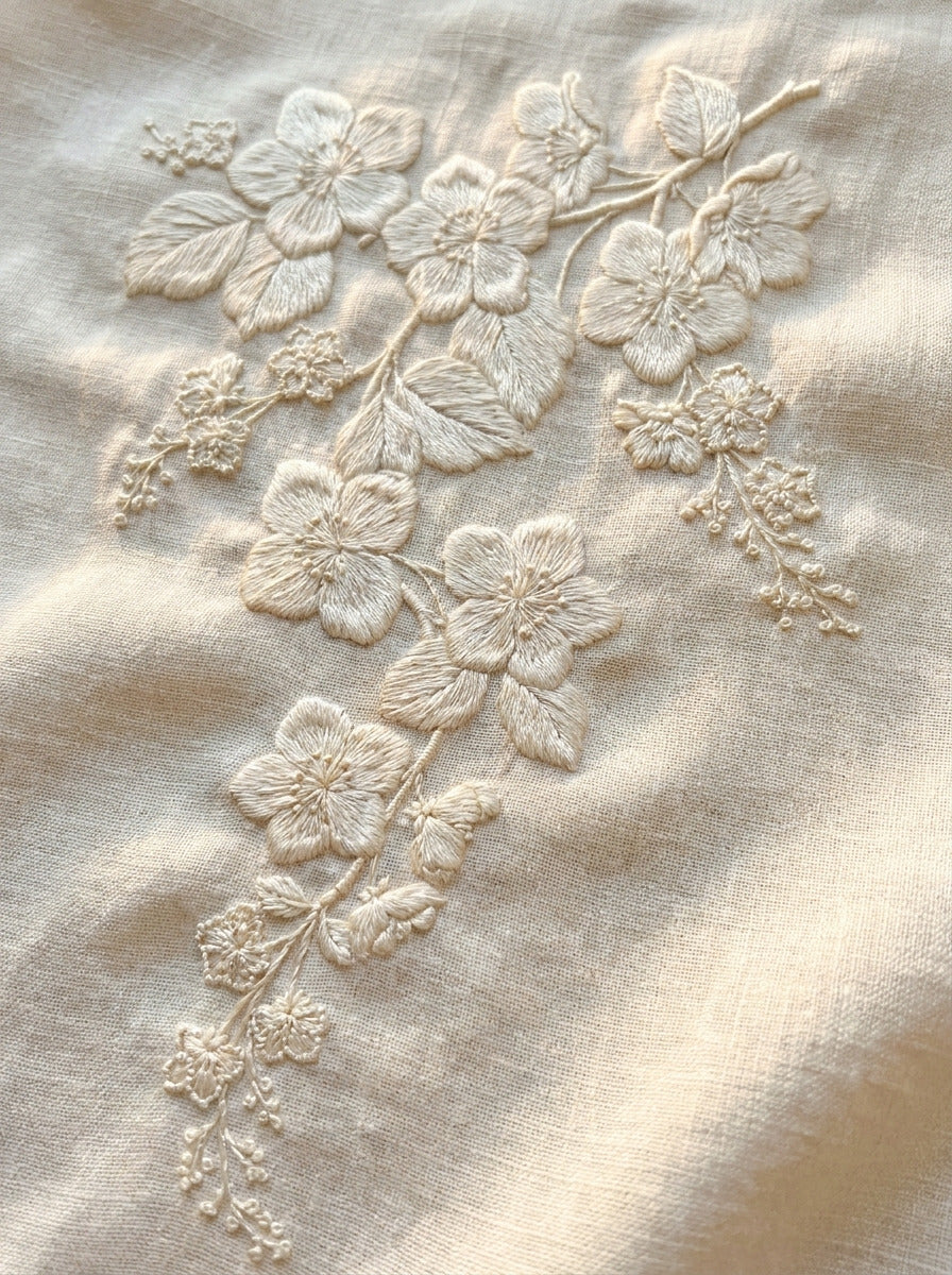 French Floral Corner Accent French from French Embroidery & La Broderie Blanche Book 3, a digital embroidery design reference for machine embroidery designs, embroidery patterns and corner embroidery.