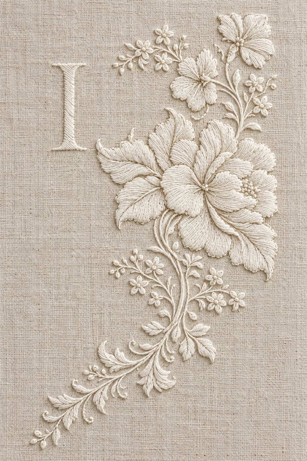 French Floral Initial Corner Frame | French Embroidery & La Broderie Blanche Book 1 | Hand embroidery example