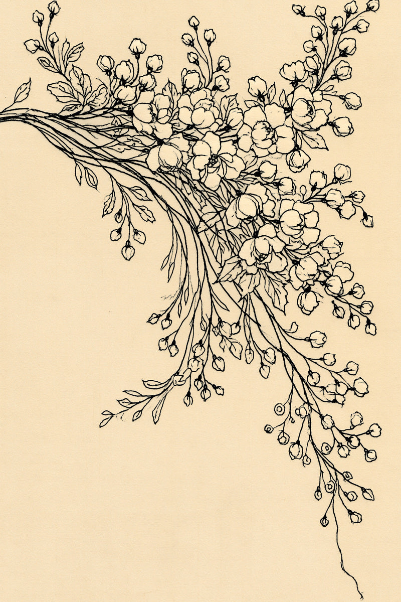 French Floral Table Linen Corner from French Embroidery & La Broderie Blanche Book 4, a digital embroidery design reference for machine embroidery designs, embroidery patterns and corner embroidery.