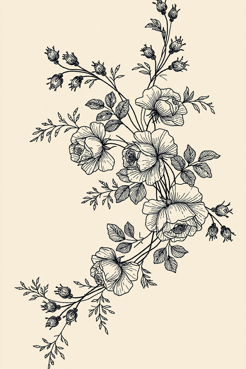 French Floral Table Linen Corner from French Embroidery & La Broderie Blanche Book 5, a digital embroidery design reference for machine embroidery designs, embroidery patterns and corner embroidery.
